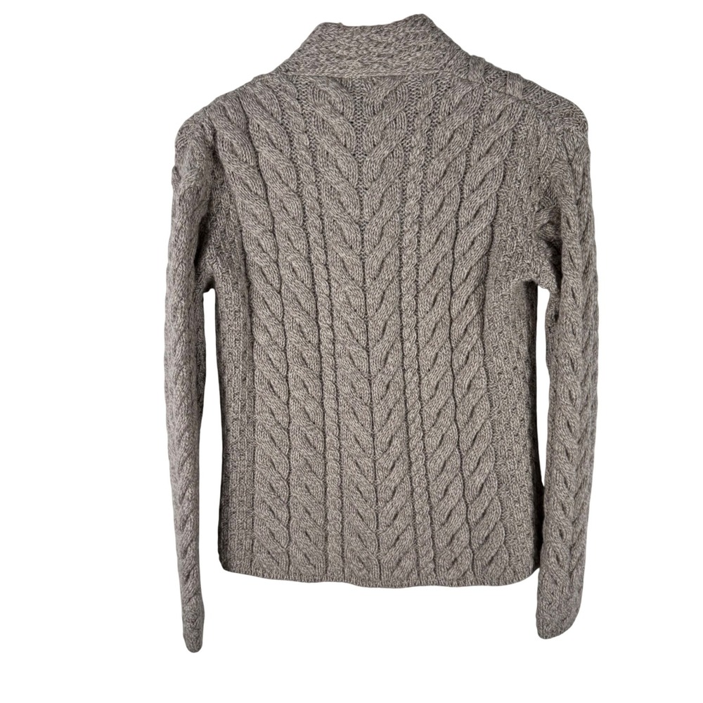Aran Woollen Mills Merino Wool Cable Knit Cardigan Asymmetrical Button Sweater - Picture 6 of 6
